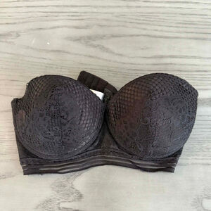 Women's Black Lace Strapless Bra 34C